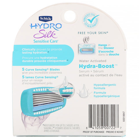 Schick, Hydro Silk, Sensitive Care, 4 patroner