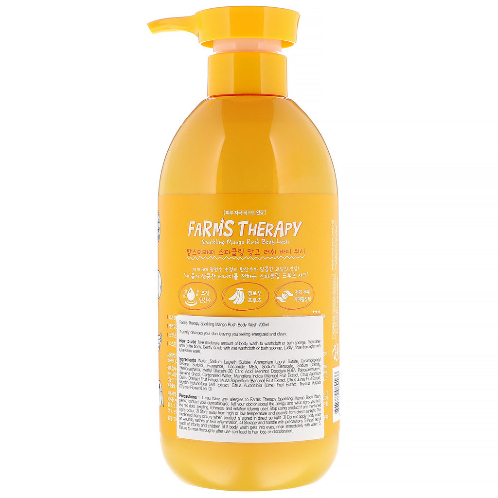 Doori Cosmetics, Farms Therapy, gel de baño espumoso, Mango Rush, 23,6 fl oz (700 ml)