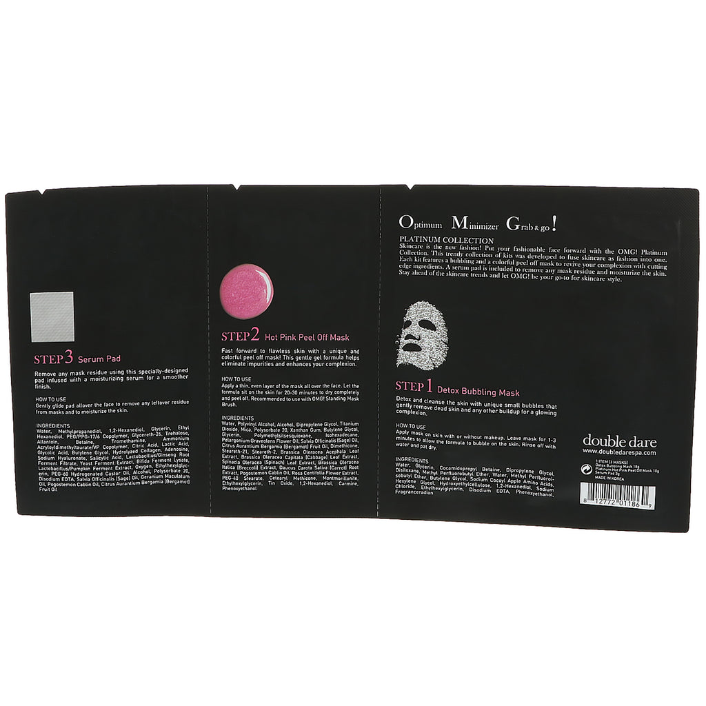Double Dare, Platinum Hot Pink Facial Mask Kit, 1 sæt
