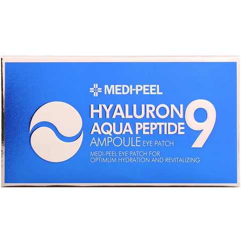 Medi-Peel, Péptido hialurónico 9, parche para ojos en ampolla, aguamarina, 60 parches