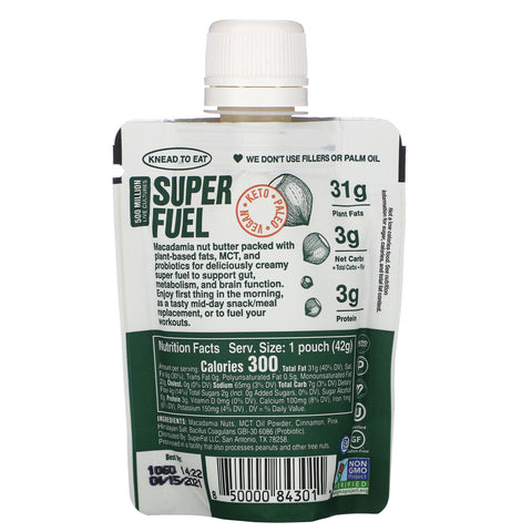 SuperFat, Mantequilla de nueces cetogénica, Macadamia MCT + Probióticos, 1,5 oz (42 g)