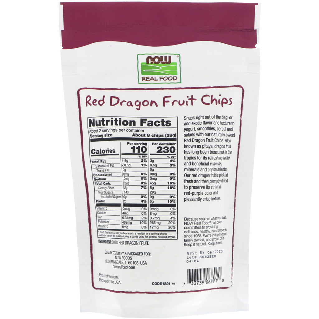 Now Foods, Real Foods, chips de fruta del dragón rojo, 2 oz (57 g)