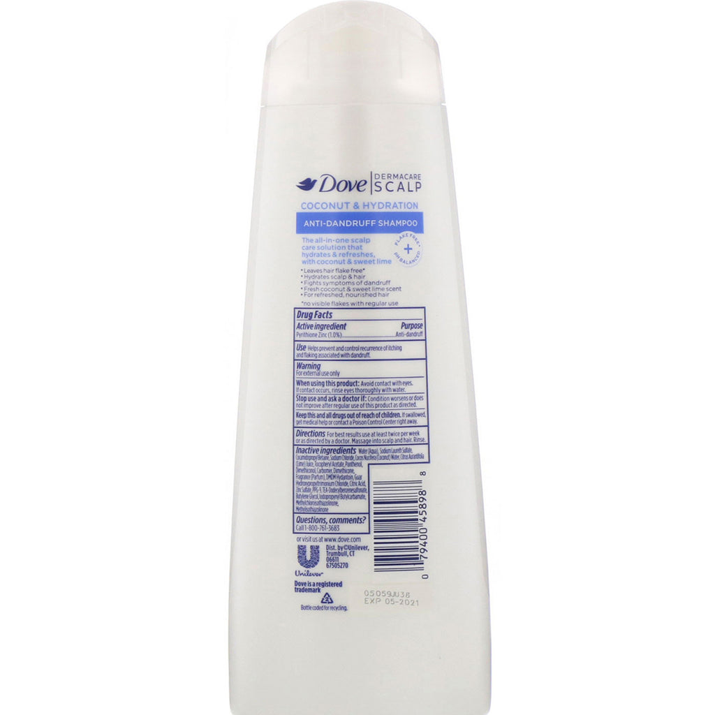 Dove, Dermacare, Scalp, Anti-Dandruff Shampoo, Coconut & Hydration, 12 fl oz (355 ml)