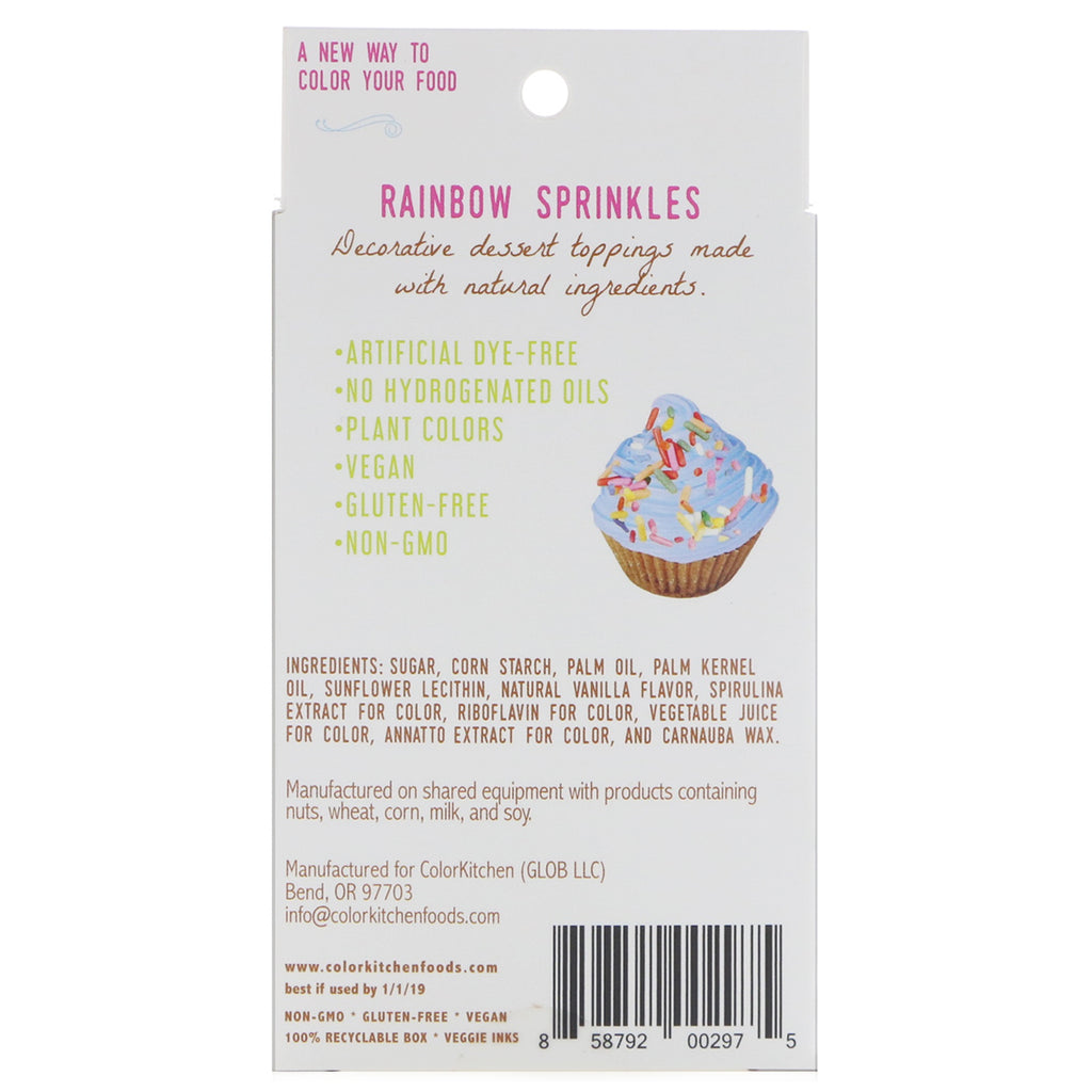ColorKitchen, Rainbow, Sprinkles de la naturaleza, Rainbow Sprinkles, 1,25 oz (35,44 g)