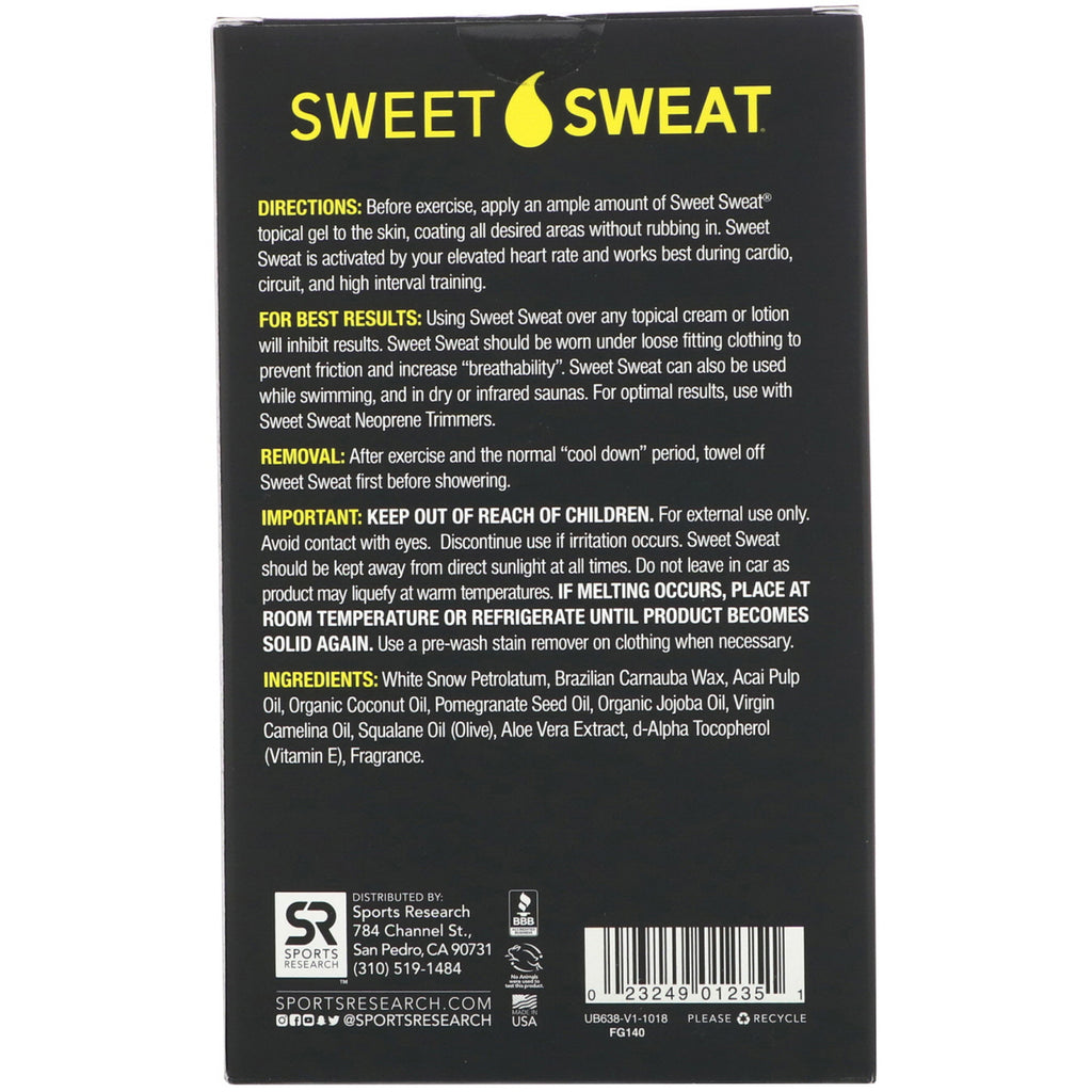 Sportsforskning, Sweet Sweat Workout Enhancer, 20 rejsepakker, 0,53 oz (15 g) hver