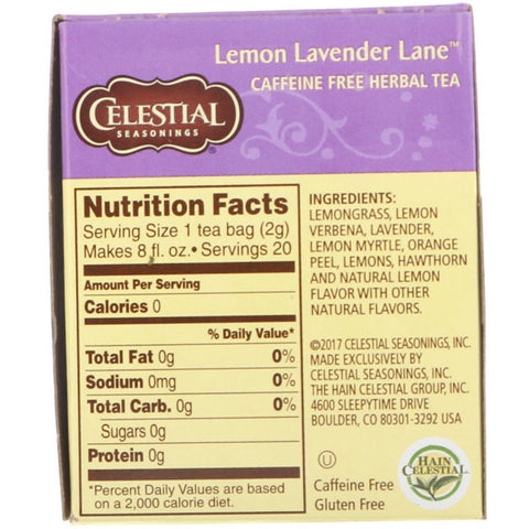 Himmelske krydderier, Urtete, Lemon Lavender Lane, Koffeinfri, 20 teposer, 1,1 oz (31 g)