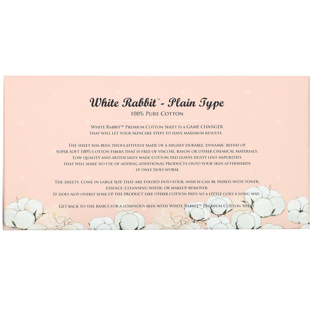 White Rabbit, Sábana de algodón cosmético de primera calidad, liso, 200 hojas