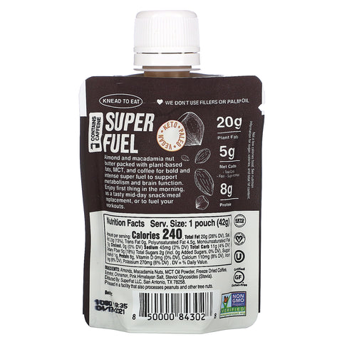 SuperFat, Keto-nøddesmør, kaffe + MCT, 1,5 oz (42 g)