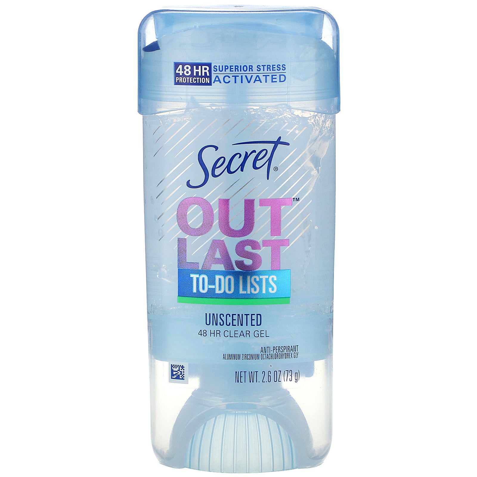 Secret, Outlast, 48 Hour Clear Gel Deodorant, Unscented, 2.6 oz (73 g)