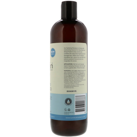 Sukin, Hydrating Shampoo, Tørt og beskadiget hår, 16,9 fl oz (500 ml)
