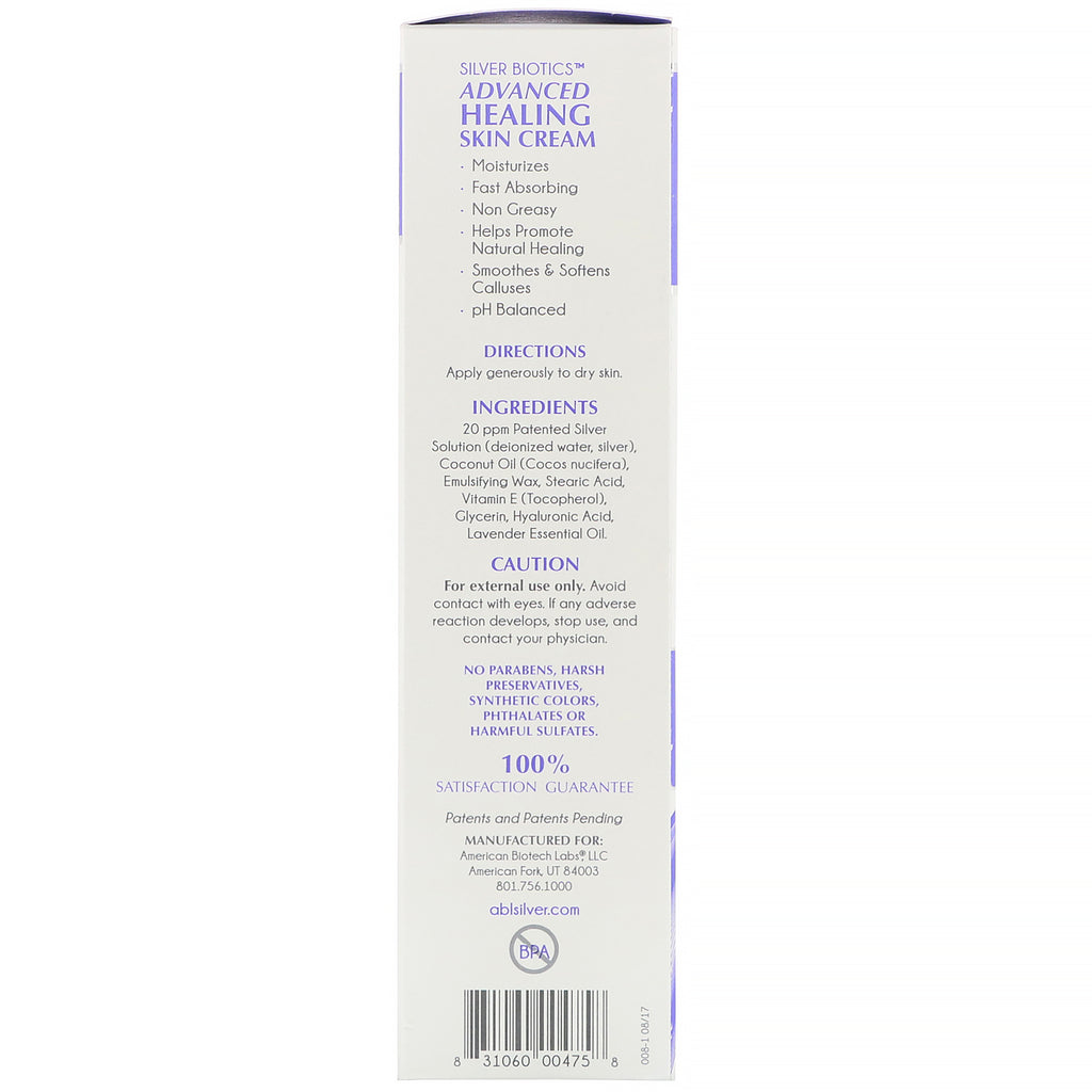 American Biotech Labs, Crema curativa avanzada para la piel, aroma natural a lavanda, 3,4 oz (96 g)