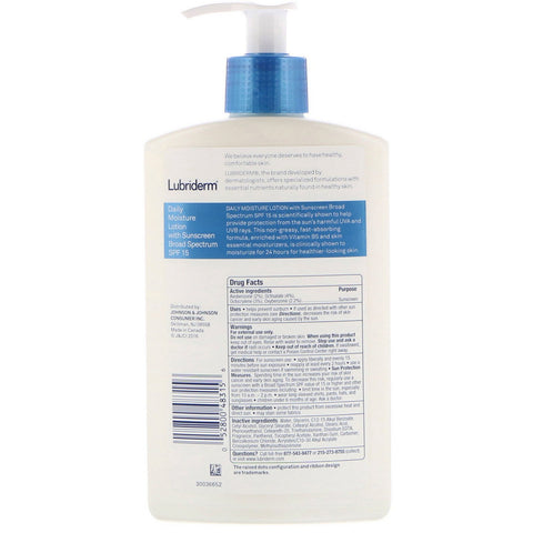 Lubriderm, Daily Moisture Lotion med solcreme, SPF 15, 13,5 fl oz (400 ml)