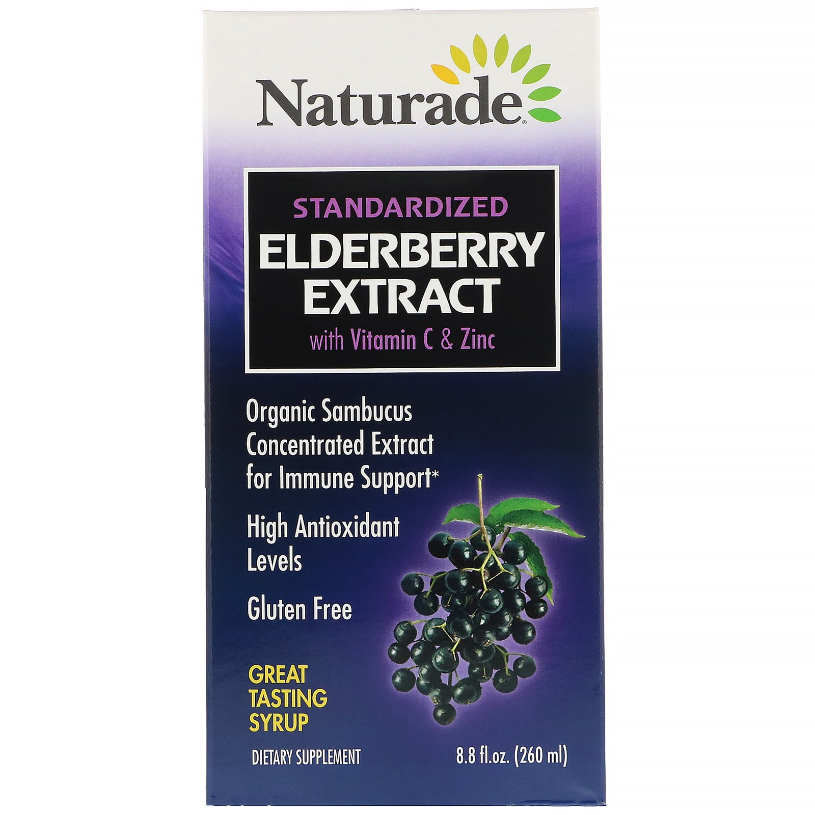Naturade, Standardized Elderberry Extract Syrup with Vitamin C & Zinc, 8.8 fl oz (260 ml)