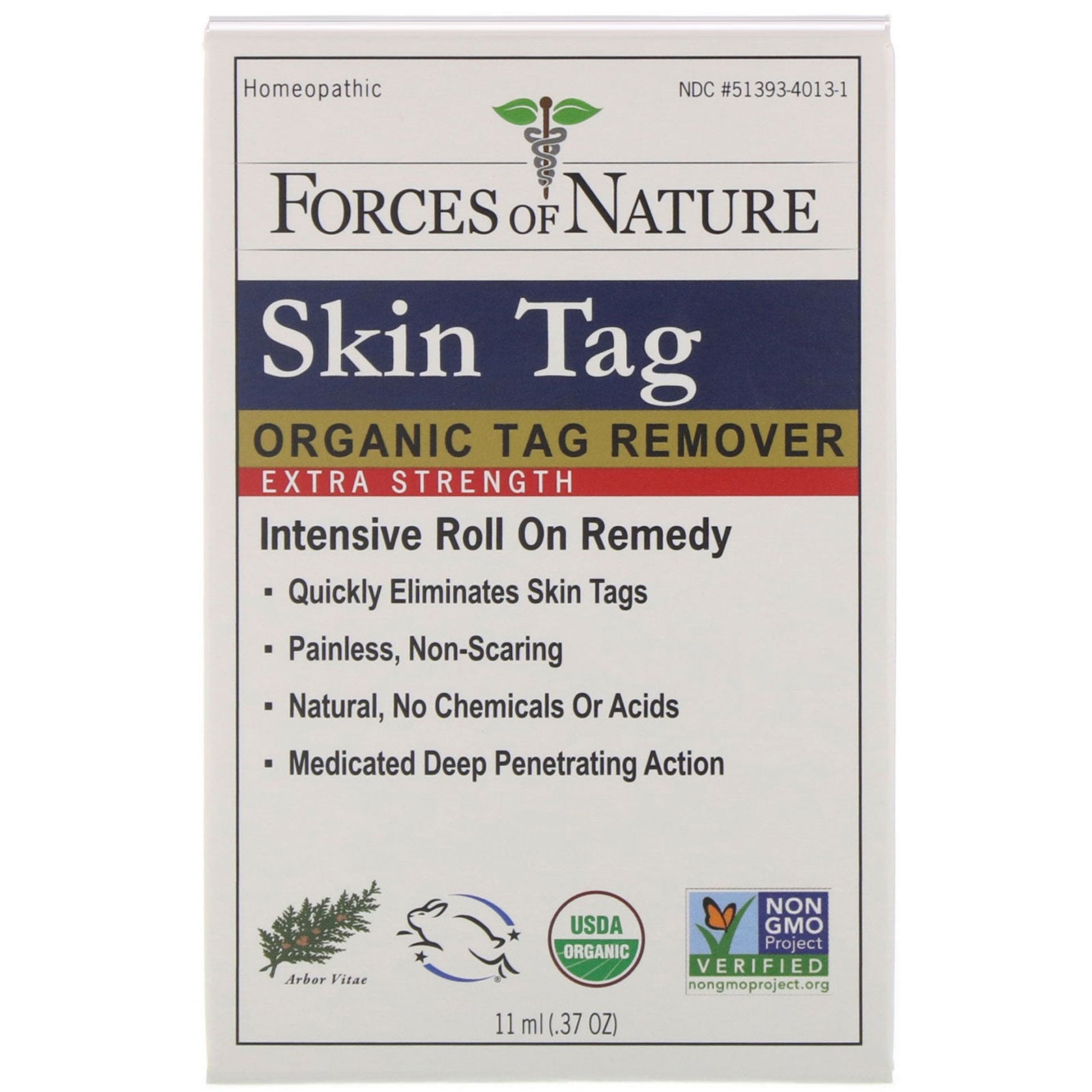 Forces of Nature, Skin Tag, Organic Tag Remover, Extra Strength, 0.37 oz (11 ml)