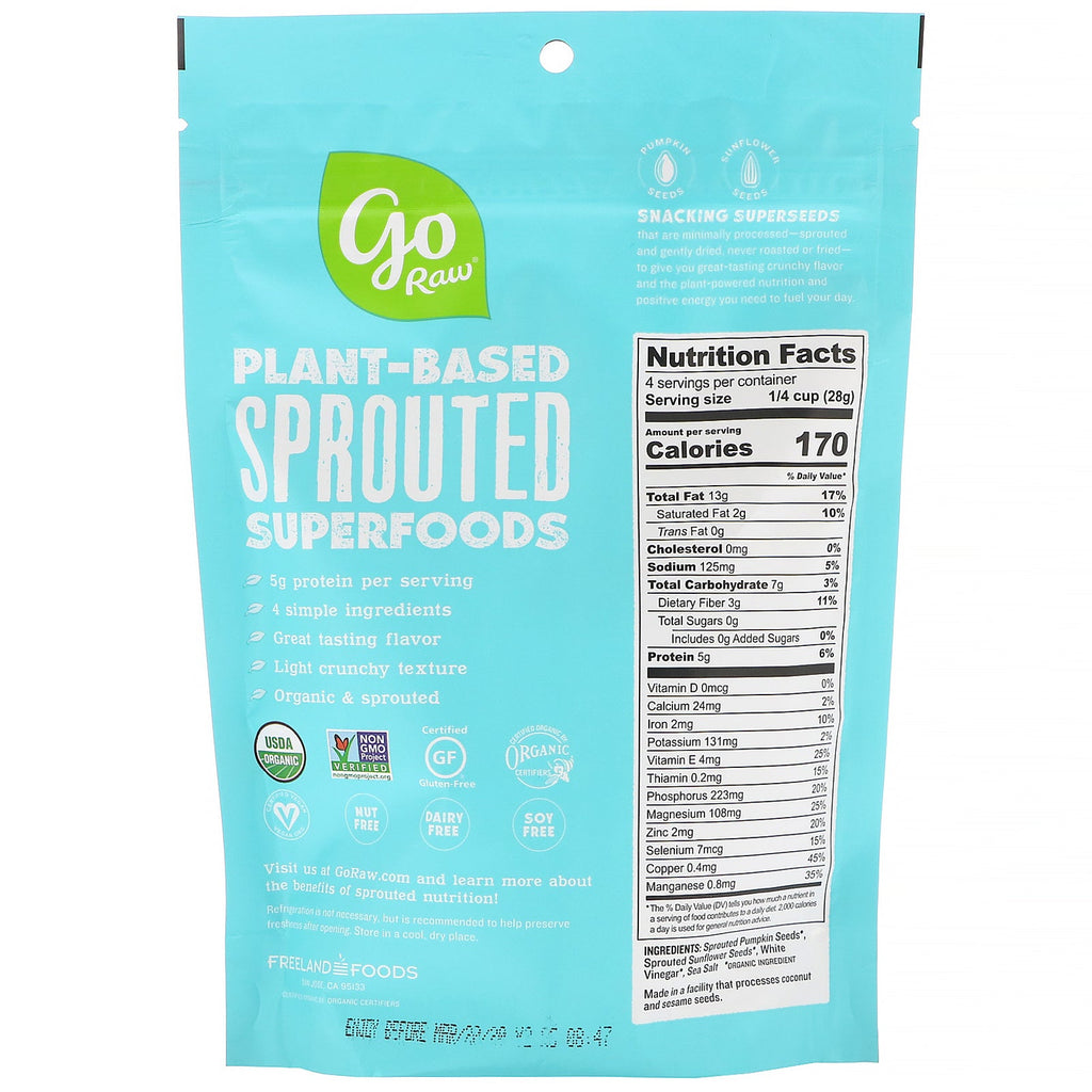 Go Raw, , Sprouted Snacking Seeds, Sea Salt & Vinegar, 4 oz (113 g)