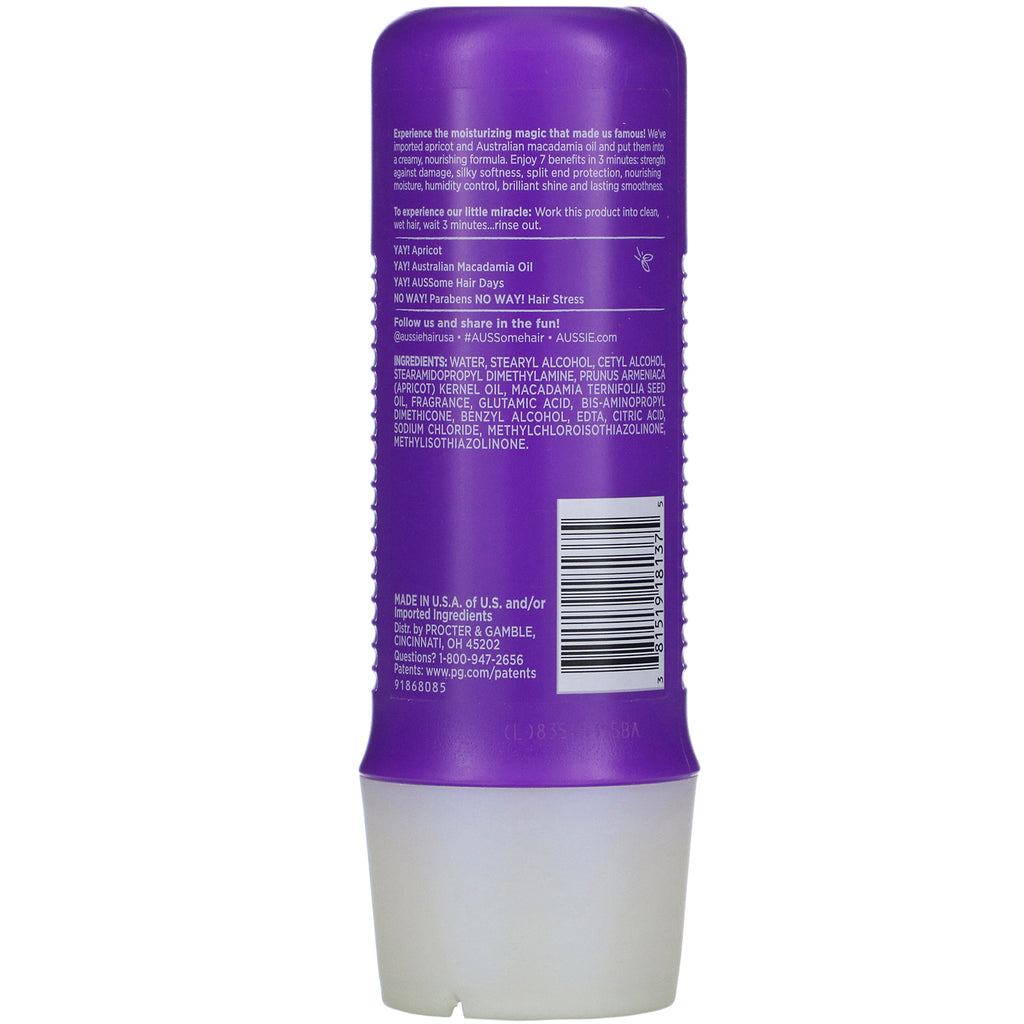 Aussie, 3 Minute Miracle, Total Miracle Deep Conditioner, med abrikos &amp; australsk macadamiaolie, 8 fl oz (236 ml)