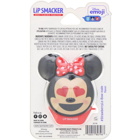 Lip Smacker, Bálsamo labial con emojis de Disney, Minnie, #StrawberryLe-Bow-nade, 0,26 oz (7,4 g)