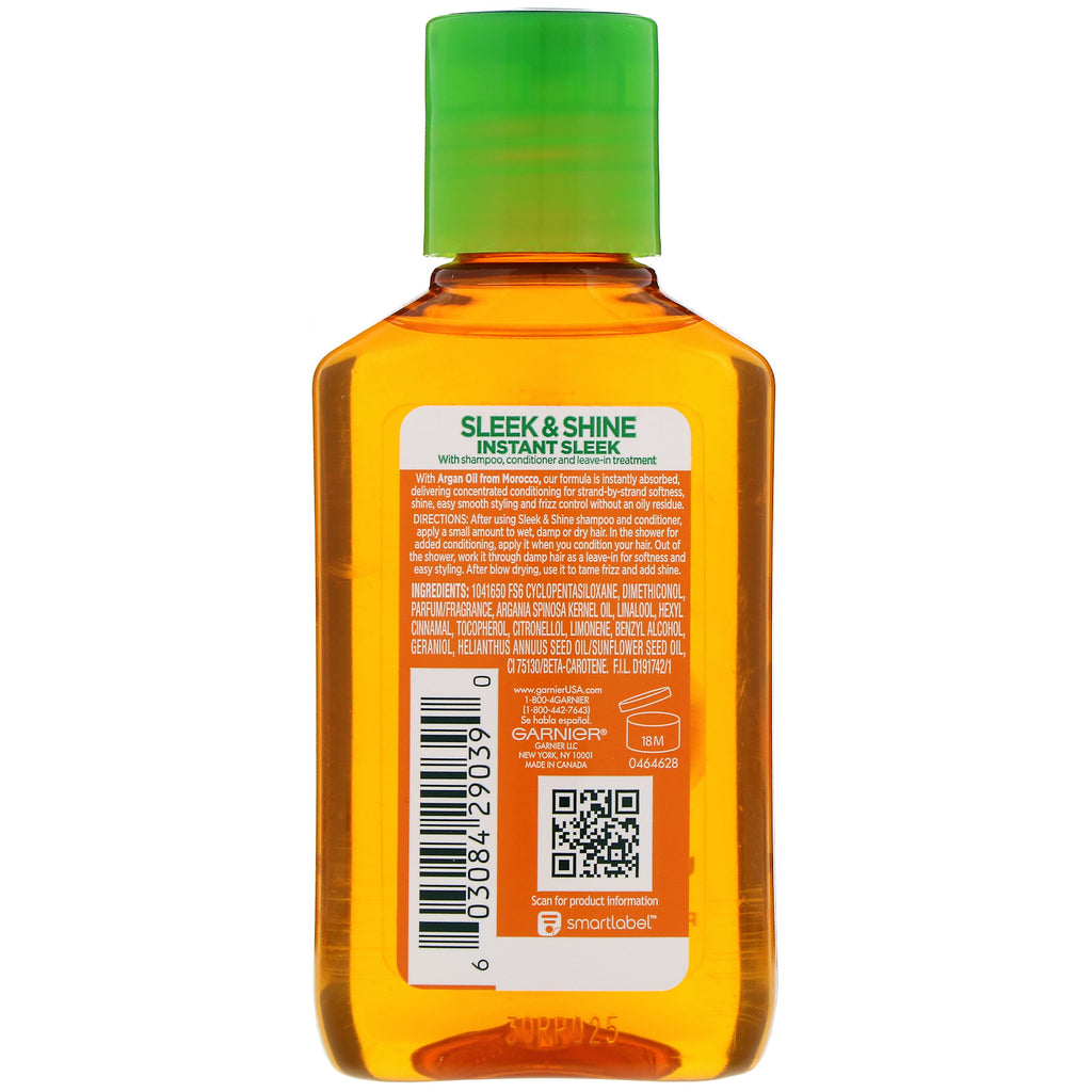 Garnier, Fructis, Sleek &amp; Shine, Tratamiento de aceite elegante marroquí, 3,75 fl oz (111 ml)
