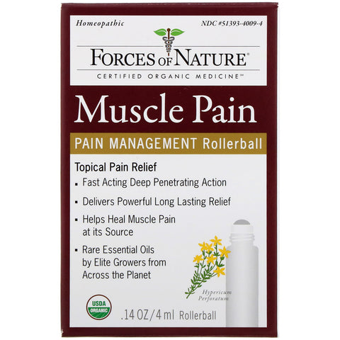 Forces of Nature, Muscle Pain, Pain Management, Rollerball, 0.14 oz (4 ml)