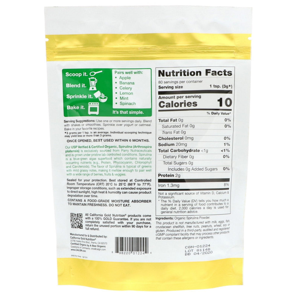 California Gold Nutrition, Superfoods, Spirulina Powder, 8,5 oz (240 g)