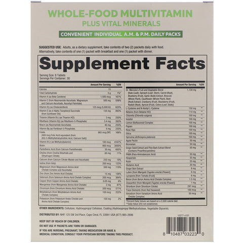 Dr. Mercola, Whole-Food Multivitamin AM & PM Daily Packs, 30 Dual Packs
