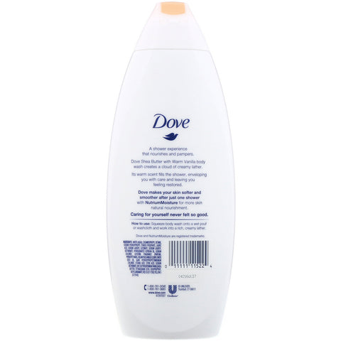 Dove, Purely Pampering, gel de baño, manteca de karité con vainilla tibia, 22 fl oz (650 ml)