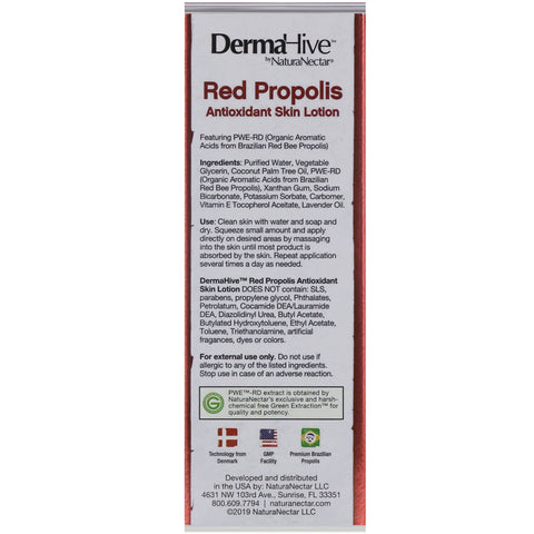 NaturaNectar, DermaHive, Red Propolis Antioxidant Skin Lotion, 3.53 oz (100 g)