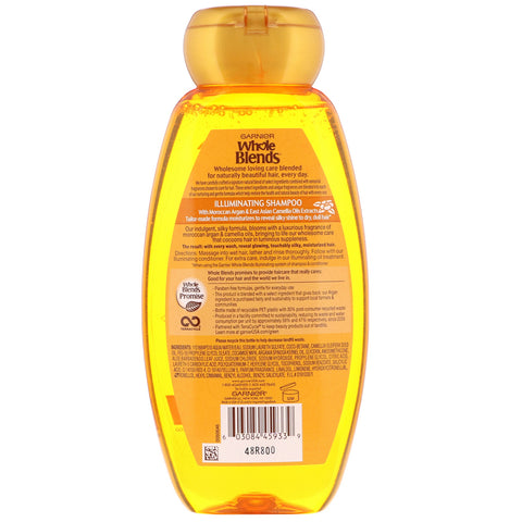 Garnier, hele blandinger, lysende shampoo, marokkanske argan- og kameliaolieekstrakter, 12,5 fl oz (370 ml)
