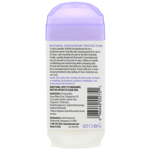 Crystal Body Deodorant, Natural Deodorant, Lavendel og hvid te, 2,5 oz (70 g)