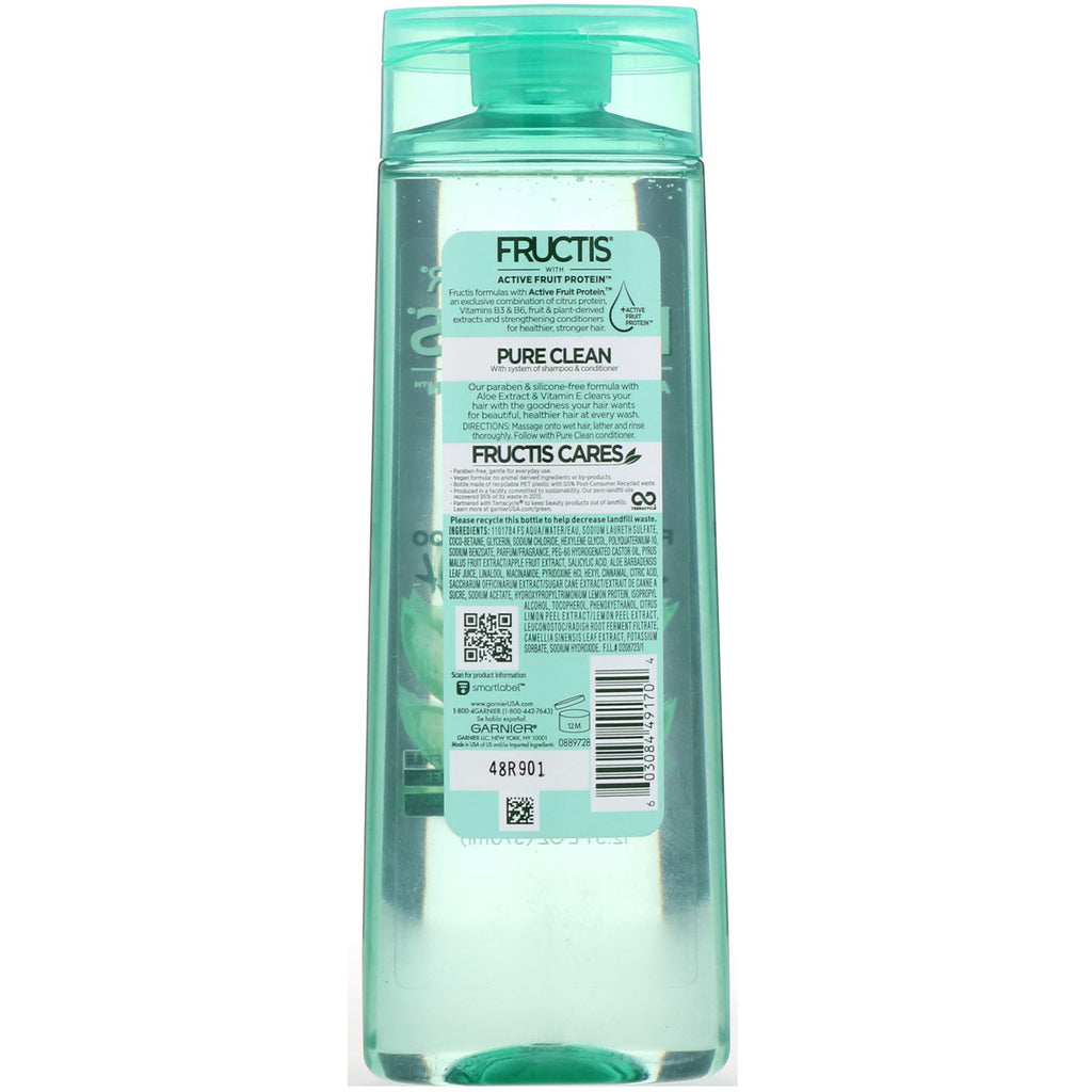Garnier, Fructis, Pure Clean, styrkende shampoo med aloe, 12,5 fl oz (370 ml)