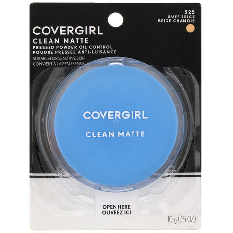Covergirl, Clean Matte, Pressed Powder, 525 Buff Beige, 0,35 oz (10 g)