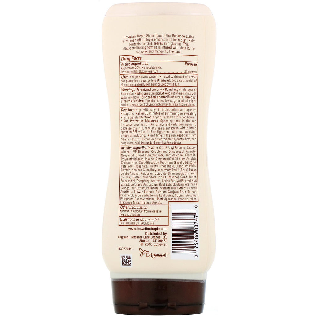 Hawaiian Tropic, Sheer Touch, Lotion Solcreme, Ultra Radiance, SPF 30, 8 oz (236 ml)