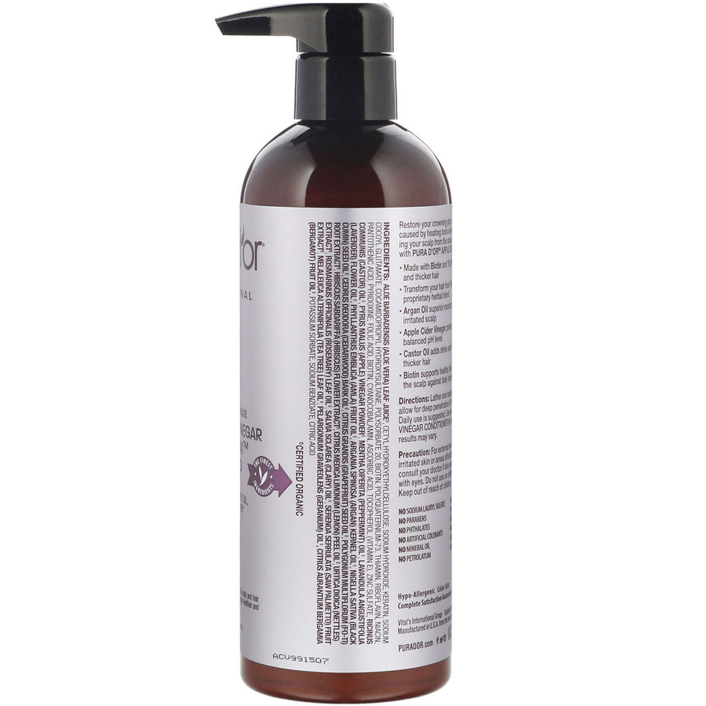 Pura D'or, Professional, Æblecidereddike, Thin2Thick, Shampoo, 16 fl oz (473 ml)
