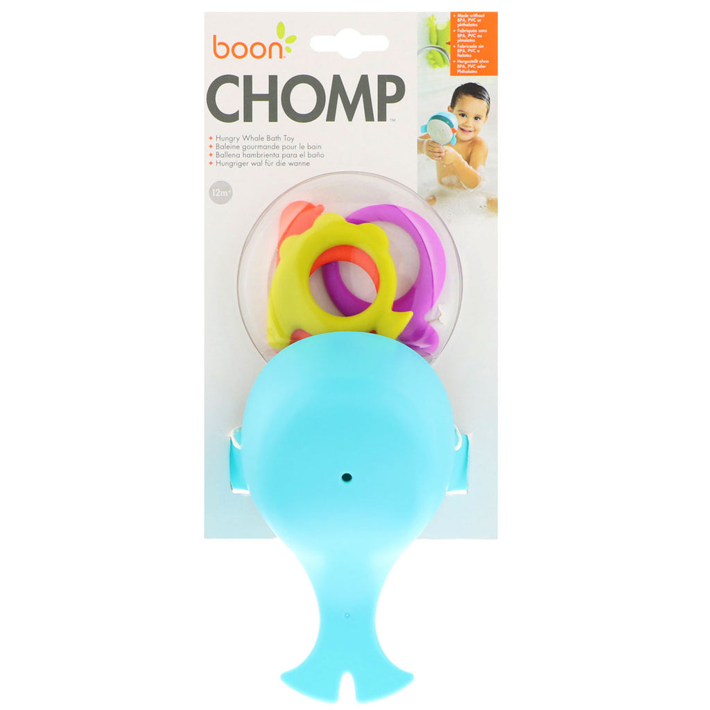 Boon, Chomp, juguete de baño de ballena hambrienta, a partir de 12 meses