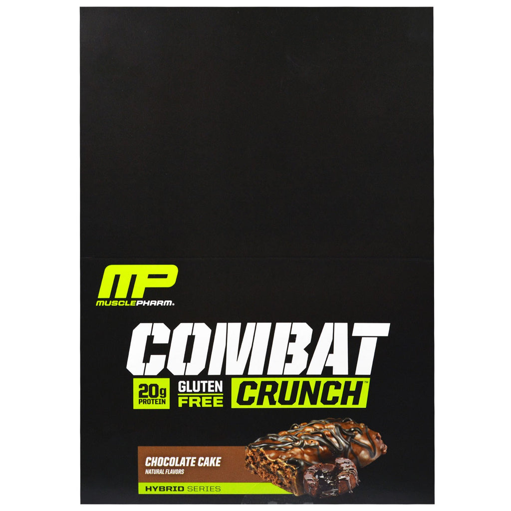 MusclePharm, Combat Crunch, pastel de chocolate, 12 barras, 2,22 oz (63 g) cada una