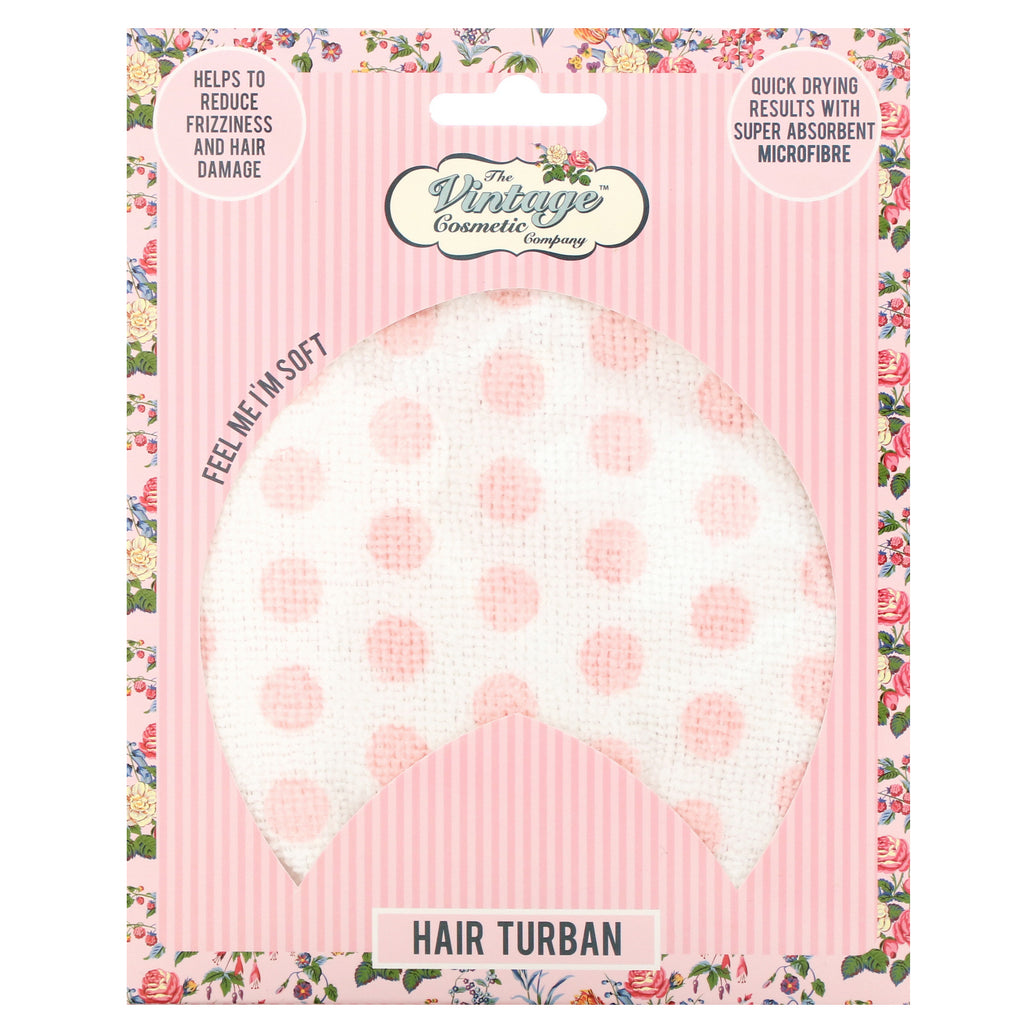 The Vintage Cosmetic Co., turbante para el cabello, lunares rosas, 1 unidad