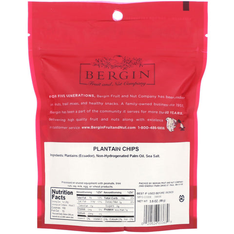 Bergin Fruit and Nut Company, Plantain Chips, 3,5 oz (99 g)
