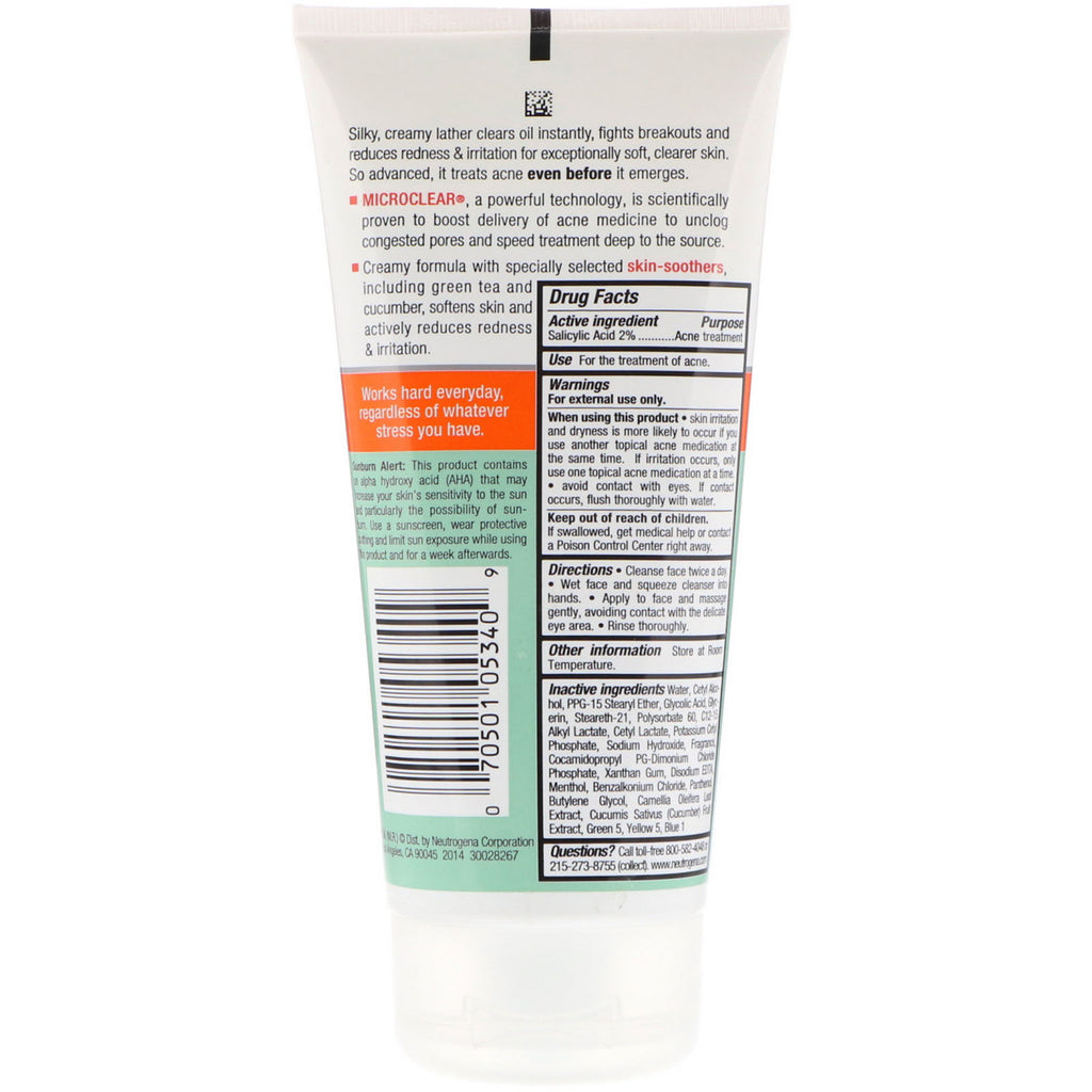 Neutrogena, oliefri Acne Stress Control, Power-Cream Wash, 6 fl oz (177 ml)