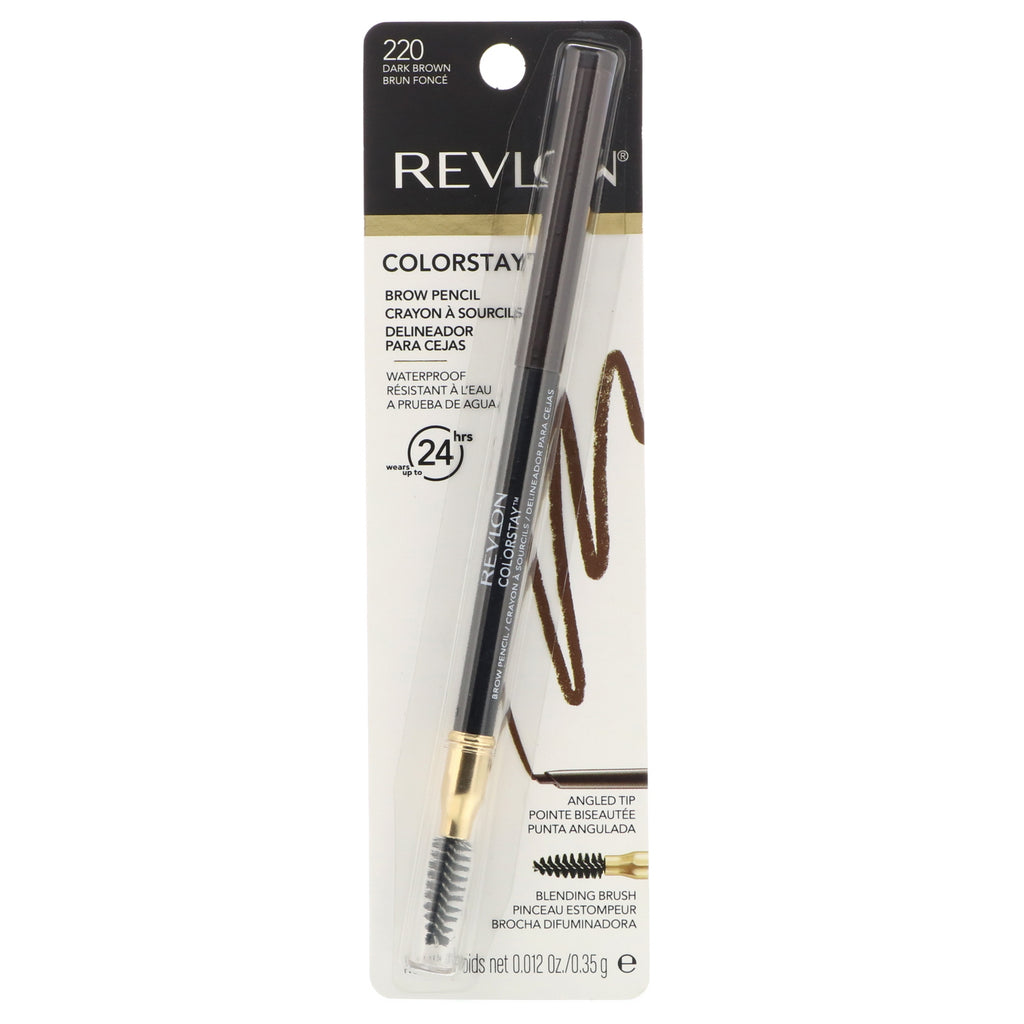 Revlon, Colorstay, Brow Pencil, 220 Dark Brown, 0,012 oz (0,35 g)