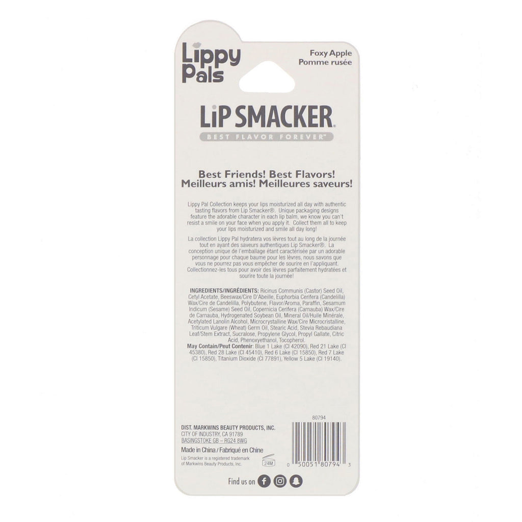Lip Smacker, Lippy Pals Lip Balm, Fox, Foxy Apple, 0,14 oz (4 g)