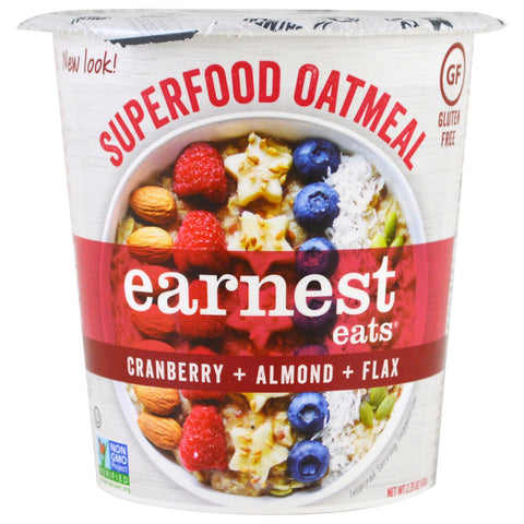 Earnest Eats, Superfood Oatmeal, Cranberry + Almond + Flax, American Blend, 2.35 oz (67 g)