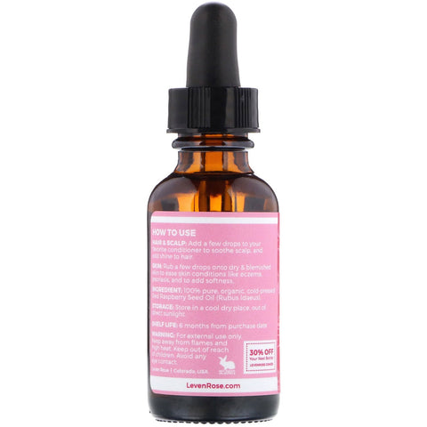 Leven Rose, 100% Pure & , Red Raspberry Seed Oil, 1 fl oz (30 ml)