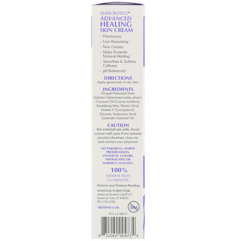 American Biotech Labs, Advanced Healing Skin Cream, naturlig lavendelduft, 1,2 oz (34 g)