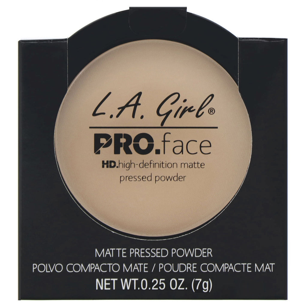 LA Girl, Pro Face HD matpresset pulver, cremet naturlig, 0,25 oz (7 g)