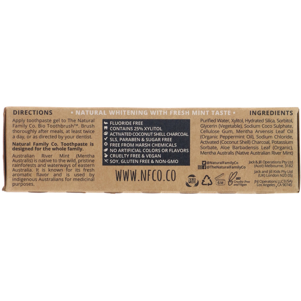 The Natural Family Co., Blak, Whitening tandpasta, aktivt kul, 3,52 oz (100 g)
