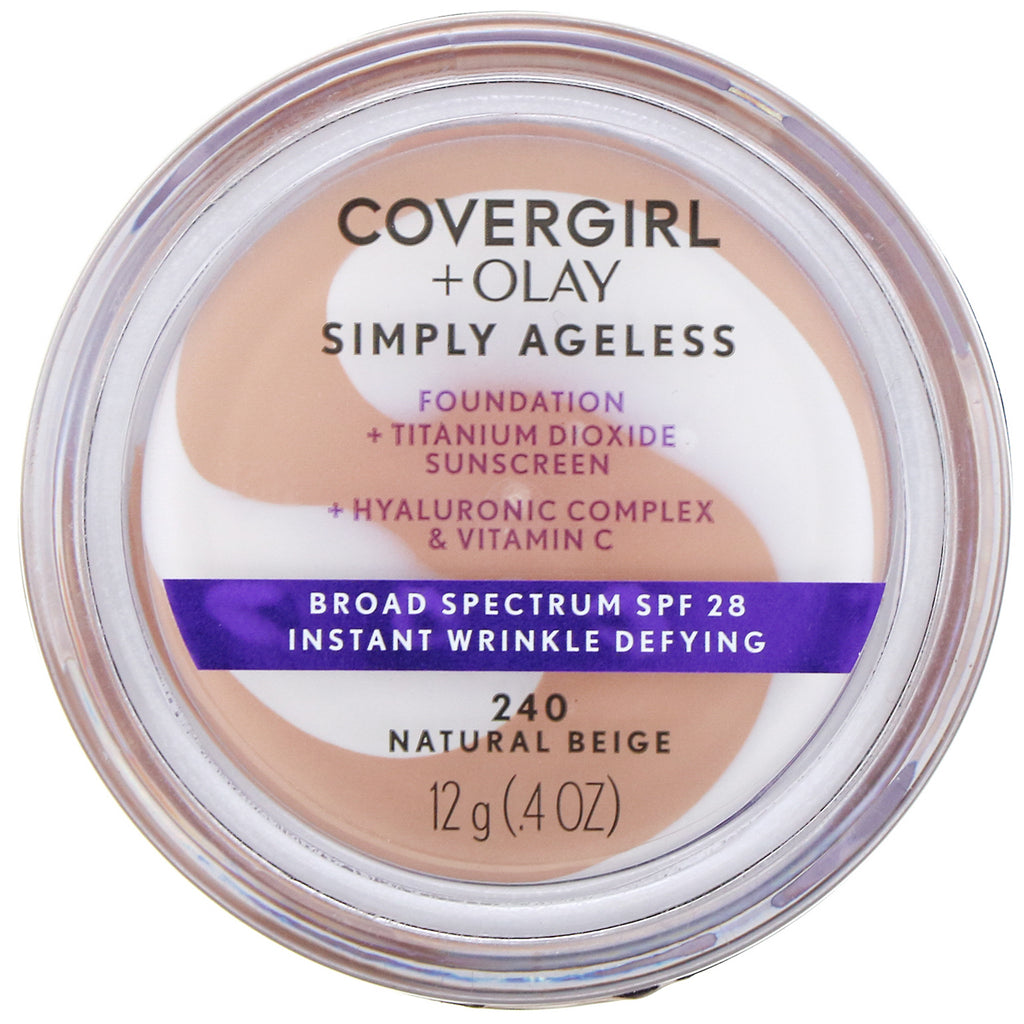 Covergirl, Olay Simply Ageless Foundation, 240 Natural Beige, 0,4 oz (12 g)