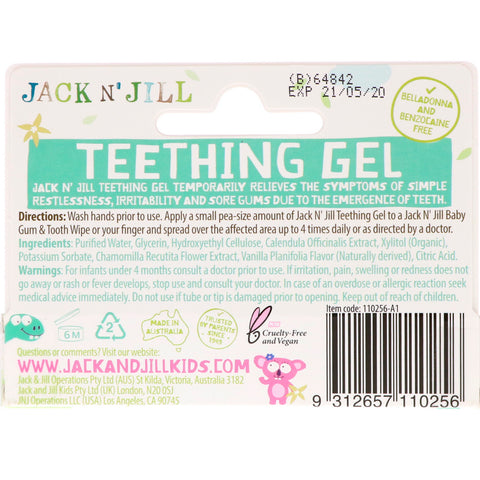 Jack n' Jill, Teething Gel, 4+ måneder, vanilje, 0,5 oz (15 g)