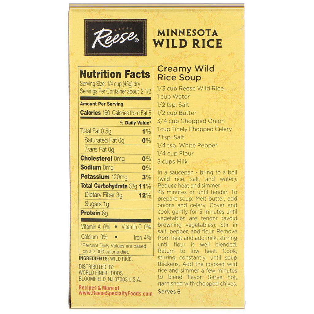 Reese, All Natural, Arroz salvaje de Minnesota, sutil sabor a nuez, 4 oz (113 g)