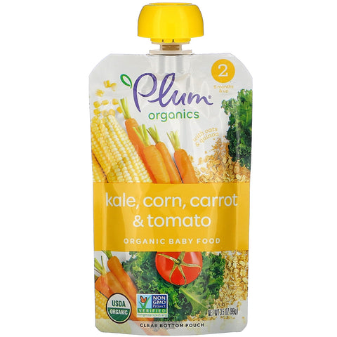 Plum s,  Baby Food, 6 Months & Up, Kale, Corn, Carrot & Tomato, 6 Pouches, 3.5 oz (99 g) Each