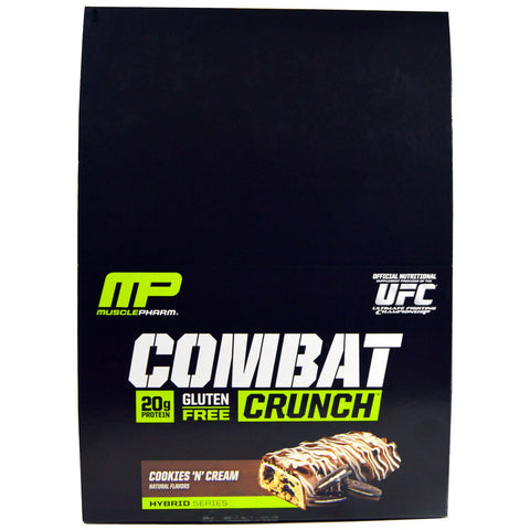 MusclePharm, Combat Crunch, Cookies 'N' Cream, 12 barras, 2,22 oz oz (63 g) cada una